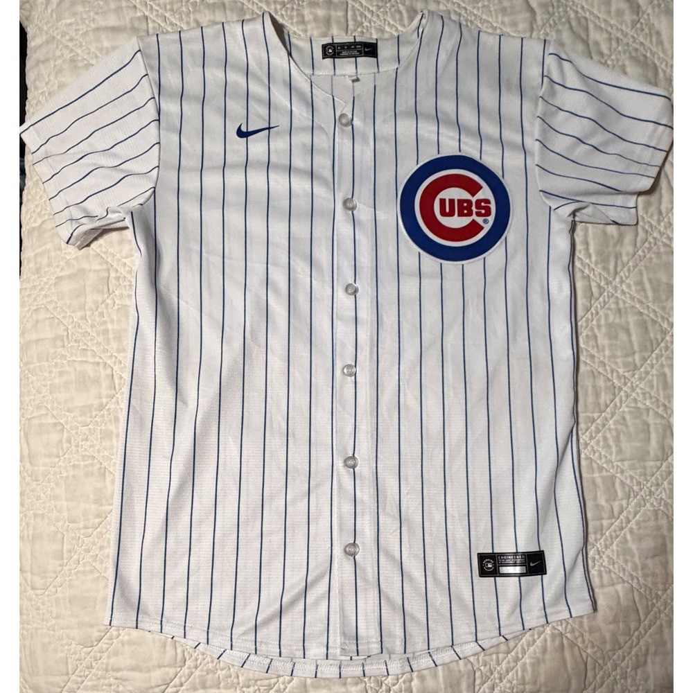 Nike Chicago Cubs Dansby Swanson 7 Pinstripe Baseball Jersey Kids XL 18/20
